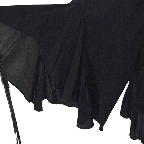 B Yu Made In Italy Womens Ruffle Bell Long Sleeves Boho Top Black Small - Picture 5 of 9